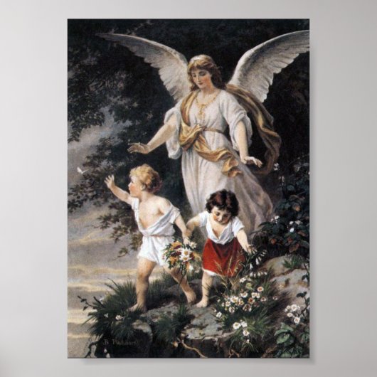 Bernhard Plockhorst - The Guardian Angel Print Poster (Vorne)