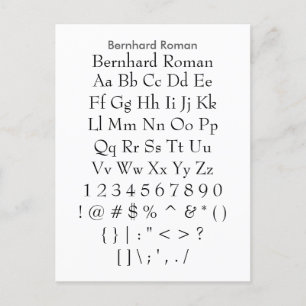 Bernhard Roman - Zazzle Schriftart Sampler Sheet Postkarte