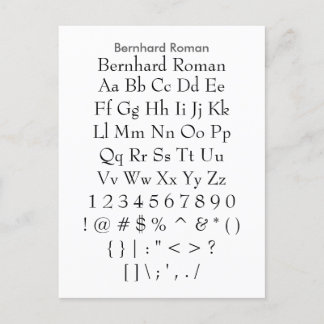 Bernhard Roman - Zazzle Schriftart Sampler Sheet Postkarte