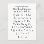 Bernhard Roman - Zazzle Schriftart Sampler Sheet Postkarte (Vorderseite)