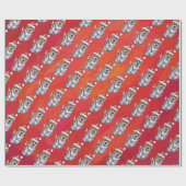 Bernhardiner im Hut-Muster auf Rot Geschenkpapier (Flach)