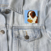 Bernhardiner mit einem kleinen Wein-Fass - Linie Button (Beispiel)