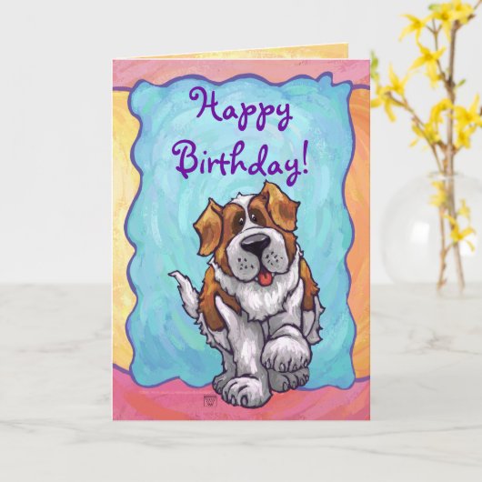 Bernhardiner-Party-Mitte Karte (Gelbe Blume)