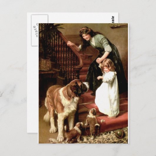 Bernhardiner-Welpenhundemuttermädchen Elsley Postkarte (Vorne/Hinten)