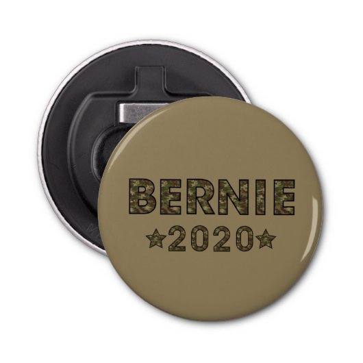 Bernie 2020 Camouflage Election Brown Flaschenöffner (Vorderseite)