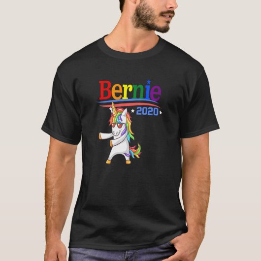 Bernie 2020 Sanders Rainbow Lgbtq Unicorn Flossing T-Shirt (Vorderseite)