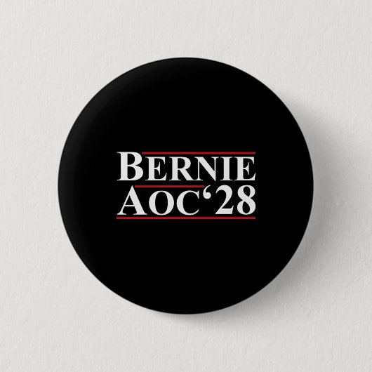 Bernie Aoc 2028 Bernie Sanders Alexandria Cortez Button (Vorderseite)