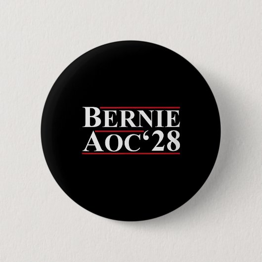 Bernie Aoc 2028 Bernie Sanders Alexandria Cortez Button (Vorderseite)