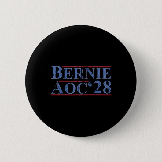 Bernie Aoc 2028 Bernie Sanders Alexandria Cortez Button (Vorderseite)