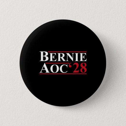 Bernie Aoc 2028 Bernie Sanders Alexandria Cortez Button (Vorderseite)