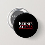 Bernie Aoc 2028 Bernie Sanders Alexandria Cortez Button (Vorne & Hinten)
