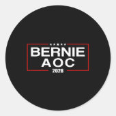 Bernie Aoc 2028 Bernie Sanders Alexandria Cortez Runder Aufkleber (Vorderseite)