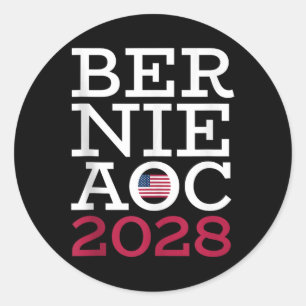 Bernie Aoc Kampagne 2028 - Kampf gegen Oligarchie  Runder Aufkleber