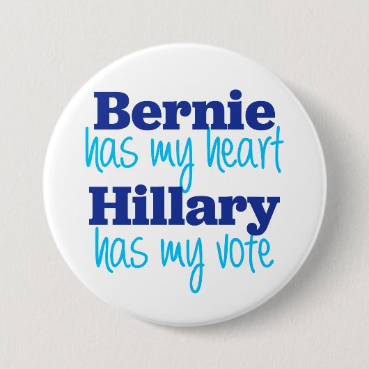 Bernie hat mein Herz, Hillary hat meinen Button (Vorderseite)