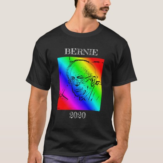 Bernie Sander 2020 Präsidentschaftswahl Rainbow T-Shirt (Vorderseite)