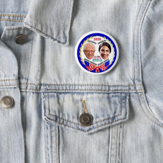 Bernie Sanders / AOC 2020 Button (Beispiel)