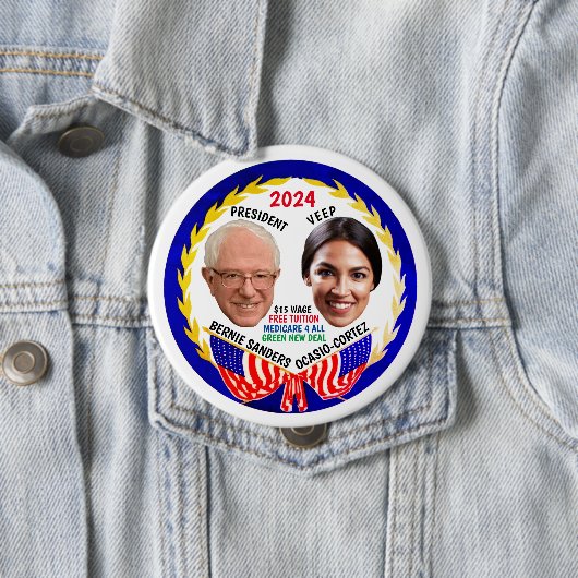 Bernie Sanders / AOC 2024 Button (Beispiel)