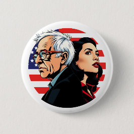 Bernie Sanders & AOC Fighting Oligarchie Tour Figh Button