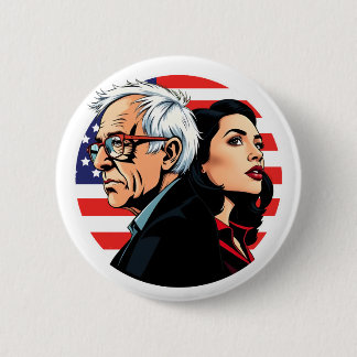 Bernie Sanders & AOC Fighting Oligarchie Tour Figh Button