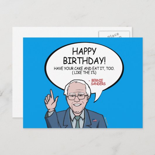 Bernie Sanders Greeting - Happy Birthday -.png Postkarte (Vorne/Hinten)