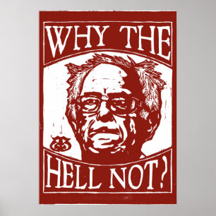 Bernie Sanders Holzschnitt, Warum nicht, Rot Poster