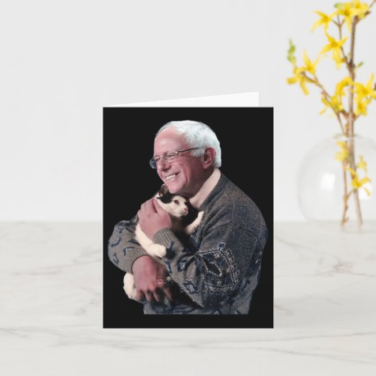 Bernie Sanders Hugging Cat Shirt Süße Tier Lover Karte (Gelbe Blume)