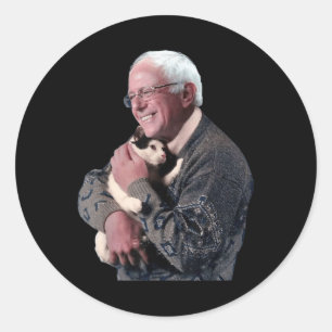 Bernie Sanders Hugging Cat Shirt Süße Tier Lover Runder Aufkleber