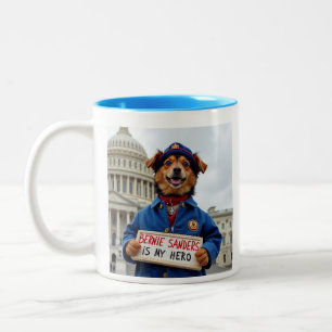 Bernie Sanders ist mein Niedlicher Hundeschützer Zweifarbige Tasse