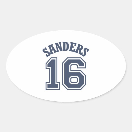Bernie Sanders Sports Jersey Nummer 16 Ovaler Aufkleber (Vorderseite)