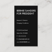 BERNIE sanders textStacks Visitenkarte (Rückseite)