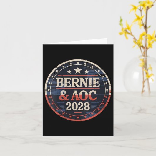Bernie Sanders und Aoc 2028 für Präsident C Karte (Gelbe Blume)