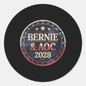 Bernie Sanders und Aoc 2028 für Präsident C Runder Aufkleber (Vorderseite)