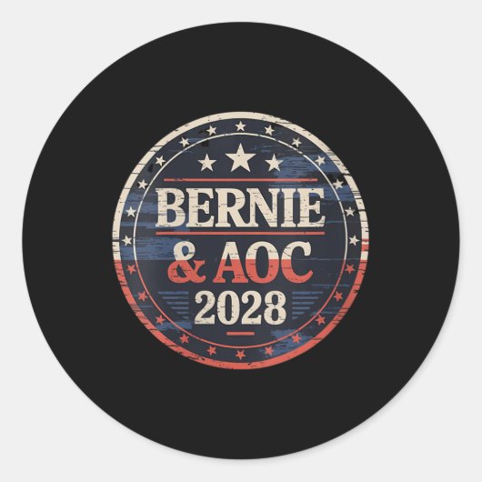 Bernie Sanders und Aoc 2028 für Präsident C Runder Aufkleber (Vorderseite)
