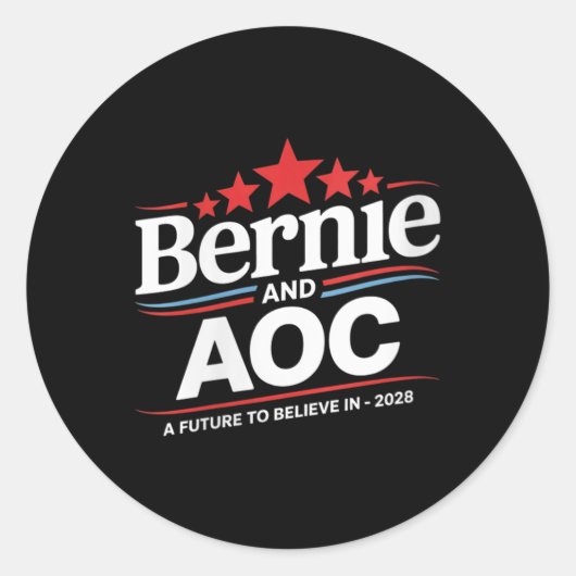Bernie Sanders und Aoc 2028 für Präsident C Runder Aufkleber (Vorderseite)