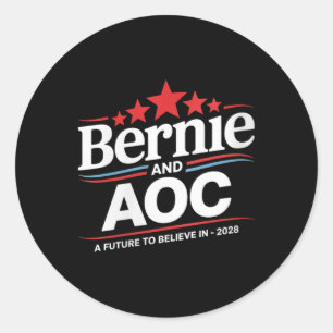 Bernie Sanders und Aoc 2028 für Präsident C Runder Aufkleber