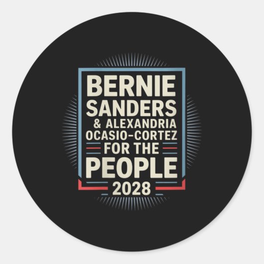 Bernie Sanders und Aoc 2028 für Präsident C Runder Aufkleber (Vorderseite)
