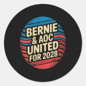 Bernie Sanders und Aoc 2028 für Präsident C Runder Aufkleber (Vorderseite)