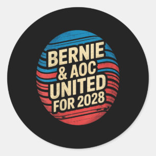 Bernie Sanders und Aoc 2028 für Präsident C Runder Aufkleber