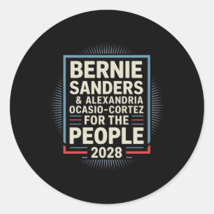 Bernie Sanders und Aoc 2028 für Präsidentschaftska Runder Aufkleber