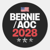 Bernie Sanders und Aoc 2028 für Präsidentschaftska Runder Aufkleber (Vorderseite)