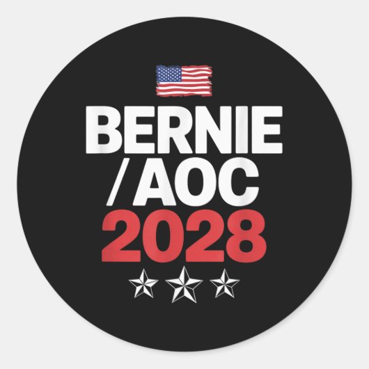 Bernie Sanders und Aoc 2028 für Präsidentschaftska Runder Aufkleber (Vorderseite)