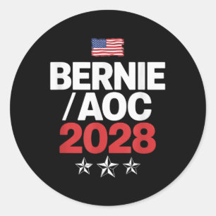 Bernie Sanders und Aoc 2028 für Präsidentschaftska Runder Aufkleber