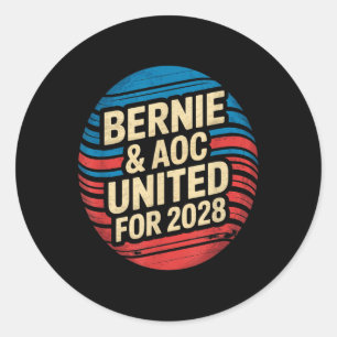 Bernie Sanders und Aoc 2028 für Präsidentschaftska Runder Aufkleber
