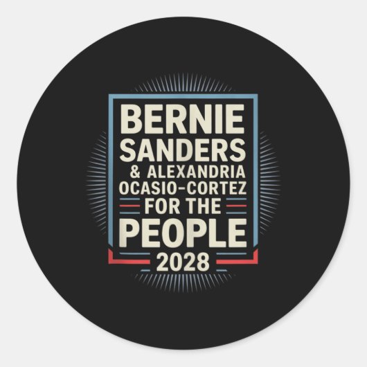 Bernie Sanders und Aoc 2028 für Präsidentschaftska Runder Aufkleber (Vorderseite)