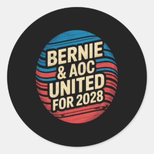 Bernie Sanders und Aoc 2028 für Präsidentschaftska Runder Aufkleber