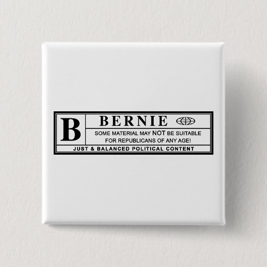 Bernie Sanders Warning Label Button (Vorderseite)