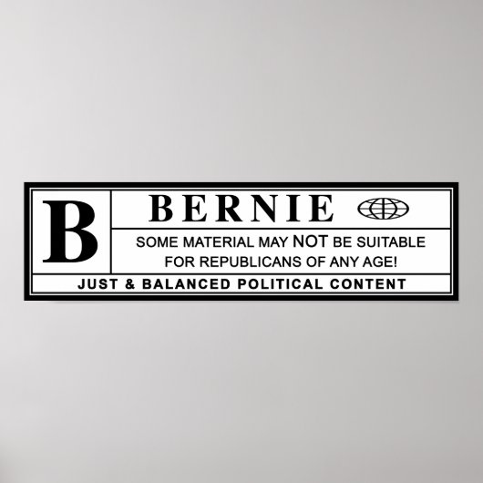 Bernie Sanders Warning Label Poster (Vorne)