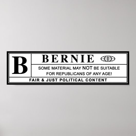 Bernie Sanders Warning Label Poster (Vorne)