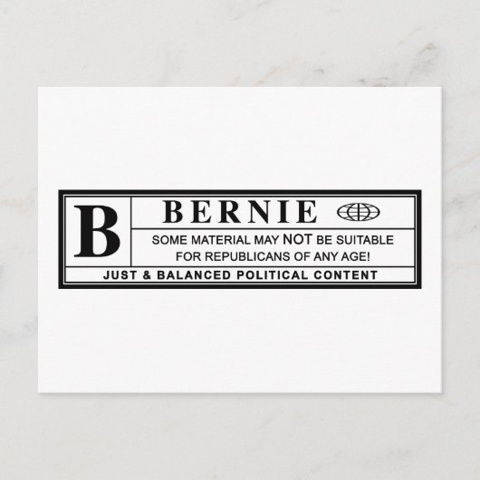 Bernie Sanders Warning Label Postkarte (Vorderseite)