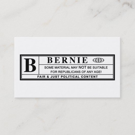 Bernie Sanders Warning Label Visitenkarte (Vorderseite)